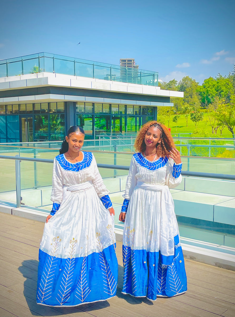 Blue Flower Habesha Dress – ArifTibeb