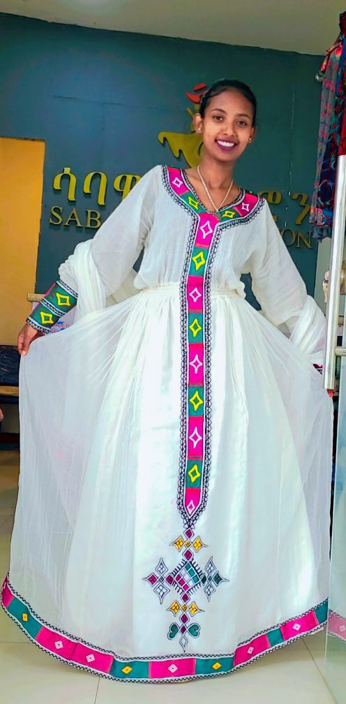 Arif Tibeb Pink Habesha Dress
