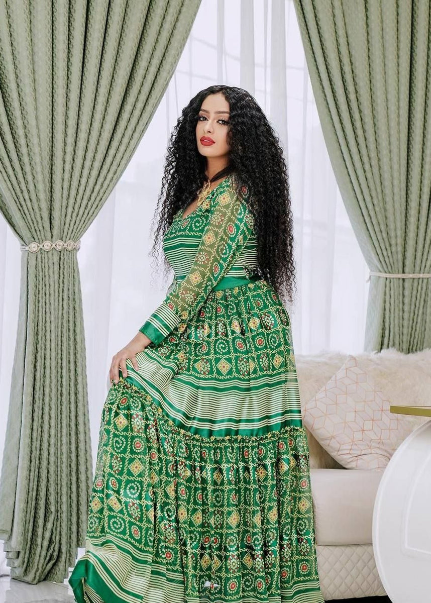 Green Habesha Chiffon Dress – ArifTibeb