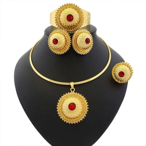 Ethiopia Jewelery Wedding Gold Necklace Earrings Bridal Ring