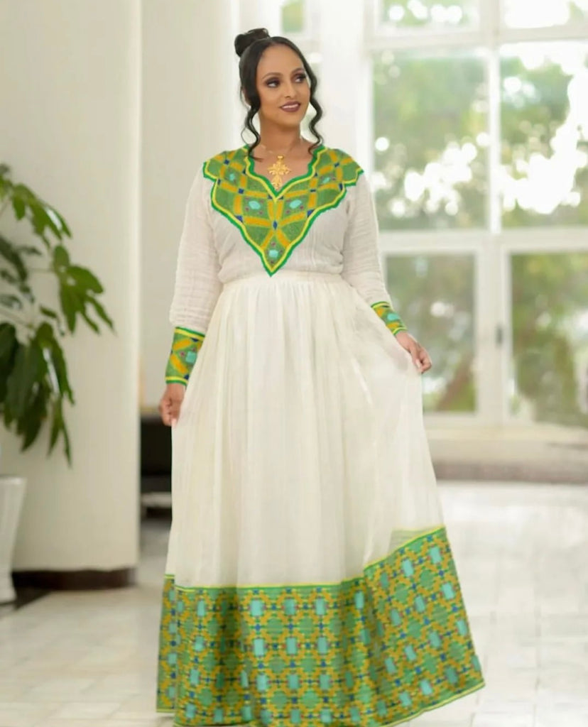 Green Lovers Habesha Dress ArifTibeb Green Lovers Habesha Dress ArifTibeb