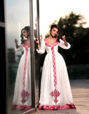 Red  And Long Cross Habesha Dress
