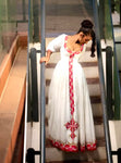 Red  And Long Cross Habesha Dress