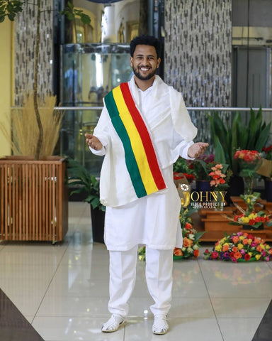 Ethiopian Traditional Men Clothing Shirt and Pant Outfit