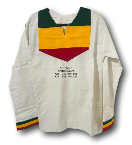 Traditional Ethiopian Cotton Around Neck Design T-Shirt