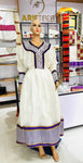 Arif Tibeb White Golden Purple Stripe Habesha Dress