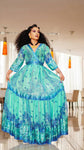 Habesha V-Neck Blue Chiffon Dress