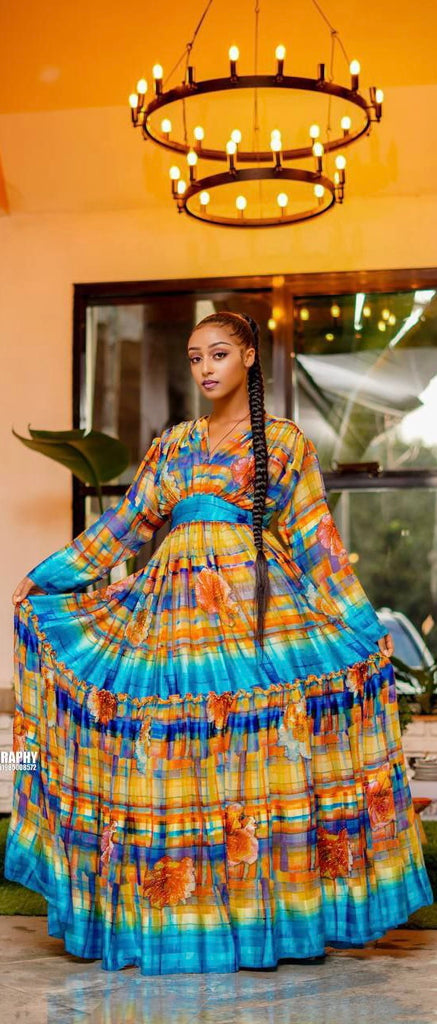 Multi-Colors Chiffon Dress