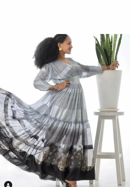 Ethiopian Eritrean Habesha Chiffon Dress ArifTibeb Ethiopian Eritrean Habesha Chiffon Dress ArifTibeb
