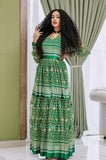 Green Habesha Chiffon Dress